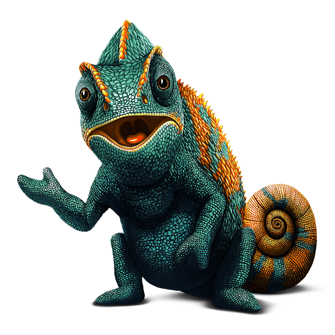 TEAL chameleon illustration